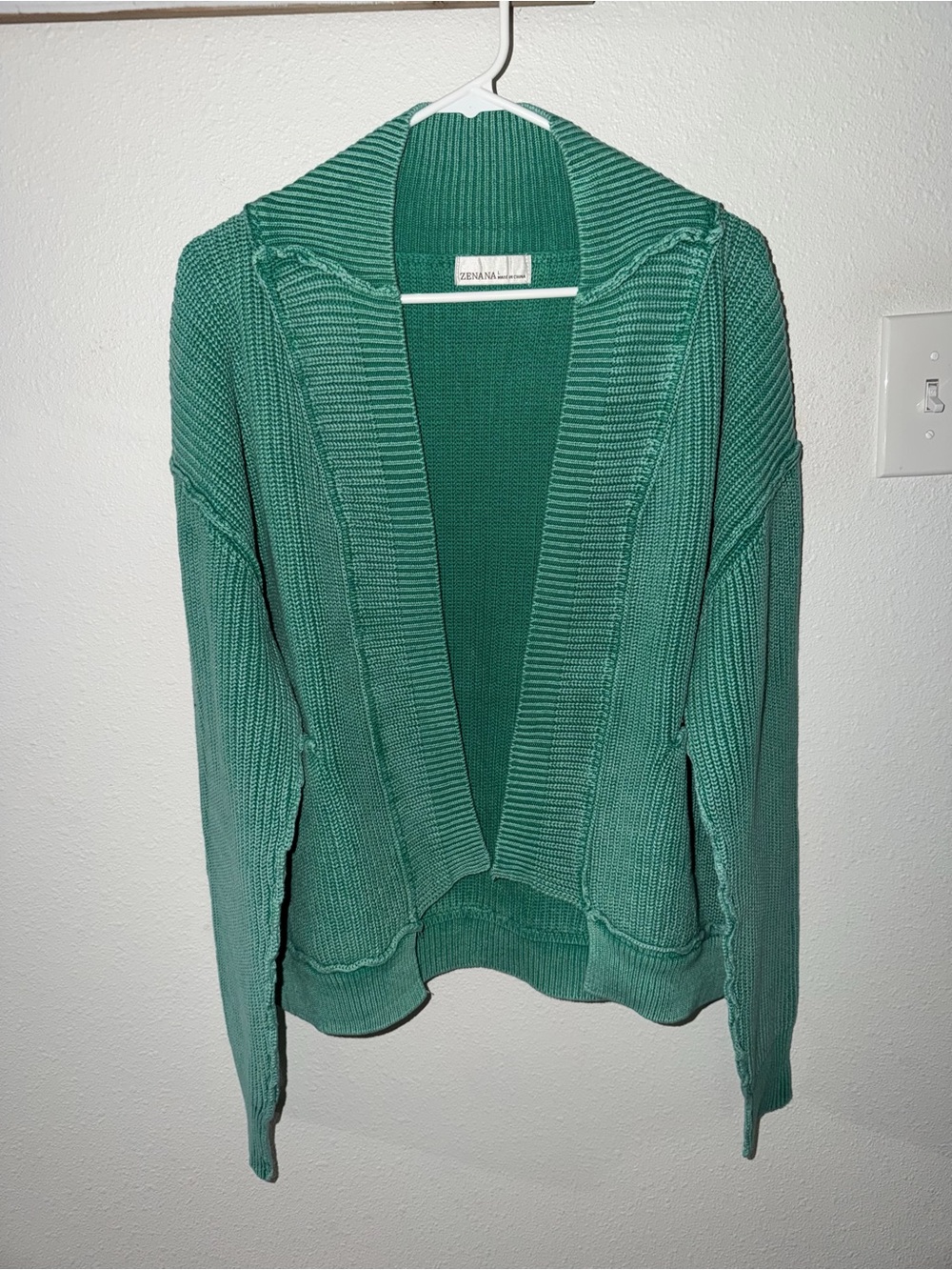 Zenana Outfitters Green Open-Front Ribbed Cardigan NWOT - Picture 3 of 7